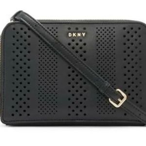 Dkny Felicia Double Zip Leather Crossbody Black Gold